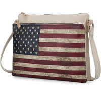 MKF collection Madeline Printed Flag Vegan Leather Women crossbody Bag by Mia K(D0102H9WV4V)