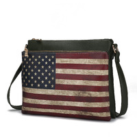 MKF collection Madeline Printed Flag Vegan Leather Women crossbody Bag by Mia K(D0102H9WVF7)