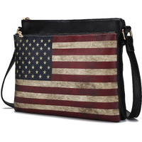 MKF collection Madeline Printed Flag Vegan Leather Women crossbody Bag by Mia K(D0102H9WVUW)