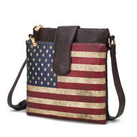 MKF collection Josephine Vegan Leather Women FLAg crossbody Bag by Mia K(D0102H9TVDY)