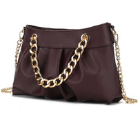 MKF collection Marvila Minimalist Vegan Leather chain Ruched Shoulder Bag by Mia k(D0102H2QP87)