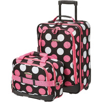 2 Pc Multi Pink Dot Luggage Set