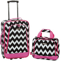 2 Pc Pink Chevron Luggage Set