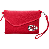 Kansas City Chiefs Purse Pebble Fold Over Crossbody Light Red - Special Order