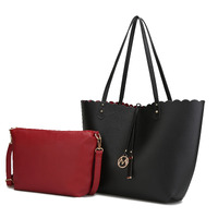 MKF Collection Amahia Vegan Leather Women Reversible Shopper Tote Bag with Crossbody Pouch by Mia K