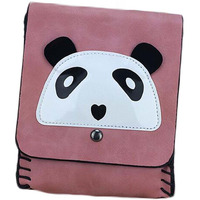 Pink Handmade PU Leather Panda Shoulder Crossbody Bag Cell Phone Bag Mini Bag