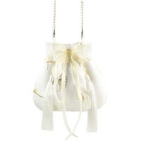 White Hanfu Crossbody Bag Chinese Style Shoulder Bag Cheongsam Ribbon Handbag Cell Phone Purse