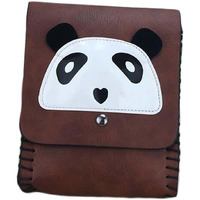 Brown Handmade PU Leather Panda Shoulder Crossbody Bag Cell Phone Bag Mini Bag