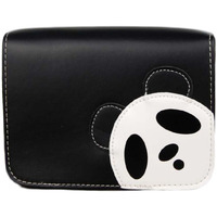 Black Cute Panda Flap Shoulder Crossbody Bag Vintage PU Leather Square Shoulder Bag