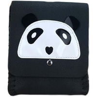 Black Handmade PU Leather Panda Shoulder Crossbody Bag Cell Phone Bag Mini Bag