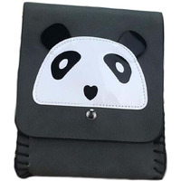 Grey Handmade PU Leather Panda Shoulder Crossbody Bag Cell Phone Bag Mini Bag