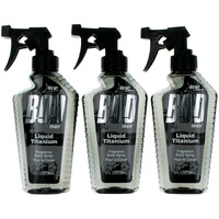 Bod Man Liquid Titanium by Parfums De Coeur, 3 Pack 8 oz Fragrance Body Spray for Men