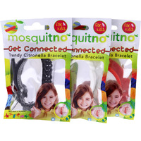 Get Connected Citronella Bracelet Set by Mosquitno for Kids - 3 Pc Bracelet Red, White, Black