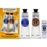 Shea Travel Must Haves Set by LOccitane for Unisex - 3 Pc 1oz Shea Dry Skin Hand Cream, 1oz Shea Dry Skin Foot Cream, 0.15oz Shea Butter Ultra Rich Lip Balm