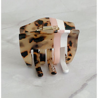 Preppy Tort Striped Hair Claw