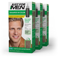 Just For Men Shampoo-In Color (Formerly Original Formula), Mens Hair Color with Keratin and Vitamin E for Stronger Hair - Dark Blond/Lightest Brown, H-15, Pack of 3
