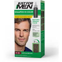 Just For Men Shampoo-In Color (Formerly Original Formula), Mens Hair Color with Keratin and Vitamin E for Stronger Hair - Medium Brown, H-35, Pack of 1