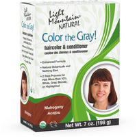 Light Mountain Henna Hair Color & Conditioner, Color the Gray - Mahogany Hair Dye for Men/Women, 2-Step Chemical-Free, Semi-Permanent Hair Color for White, Gray, and Blonde Hair, 7 Oz (Pack of 1)