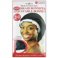 Donna Collection Donna Premium Collection 2in1 Satin Braid Bonnet & Adjustable Bonnet - Black Color