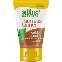 Alba Botanica Sunless Tanner, Self-Tanning Lotion for Face and Body, Golden Tanning without the Sun, Non-Streaking and Natural Looking Self-Tanner, 4 oz. Tube
