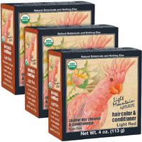Light Mountain Henna Hair Color & Conditioner - Light Red Hair Dye for Men/Women, Organic Henna Leaf Powder and Botanicals, Chemical-Free, Semi-Permanent Hair Color, 4 Oz (Pack of 3)