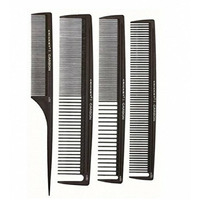 Carbon Comb Stylish 4-Pack Set by Cricket for Unisex - 4 Pc Set 1Pc All Purpose Cutting Comb - C20, 1Pc Multi Purpose Comb - C25, 1Pc Power Comb - C30, 1Pc Fine Toothed Rattail Comb - C50