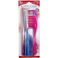 Donna Collection Family Comb Assortment, 6 Count, Assorted Colors
