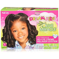 African Pride Dream Kids Olive Miracle Relaxer Regular - Contains Olive Oil, Helps Strengthen & Protect Hair, 1 Kit