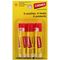 Carmex Classic Medicated Lip Balm, SPF 15, 3 ct (Stick in Blister Pack)