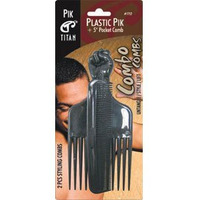 Titan Plastic Hair Pick, Black