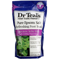 Dr Teal's Pure Epsom Salt Cooling Foot Soak, Refresh & Revitalize with Peppermint & Baking Soda, 2 lbs