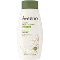 Aveeno Daily Moisturizing Body Wash for Dry Skin with Soothing Oat ; Rich Emollients, Creamy Shower Cleanser, Gentle, Soap-Free and Dye-Free, Light Fragrance, 18 fl. oz.