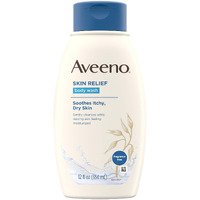 Aveeno Skin Relief Fragrance-Free Body Wash with Oat to Soothe Dry Itchy Skin, Gentle, Soap-Free & Dye-Free for Sensitive Skin, 12 fl. oz (Pack of 2)