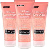 Neutrogena Oil Free Pink Grapefruit Acne Treatment Face Wash with Vitamin C, 2% Salicylic Acid, Gentle Foaming Facial Scrub to Treat & Prevent Breakouts, 6.7 Fl Oz, Pack of 3