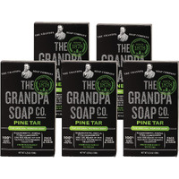 Grandpa's Pine Tar Bar Soap by The Soap Company | The Original Wonder Soap | 3-in-1 Cleanser, Deodorizer & Moisturizer | 4.25 Oz. Each, 5 Pack