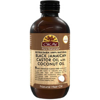 OKAY | Extra Dark 100% Natural Black Jamaican Castor Oil with Coconut Oil | For All Hair Textures & Skin Types | Grow Strong Healthy Hair - Moisturize & Revitalize Skin | 4 Oz