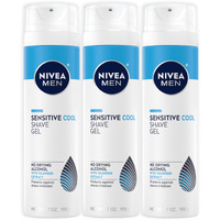 NIVEA MEN Sensitive Cooling Shave Gel with Chamomile and Seaweed Extracts, 3 Pack of 7 Oz Cans