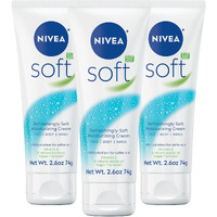NIVEA Soft, Refreshingly Soft Moisturizing Cream, Body Cream, Face Cream, and Hand Cream, 3 Pack of 2.6 Oz Tubes