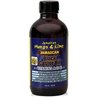 Jamaican Mango & Lime Vitamins A-D-E Black Castor oil - fast absorbing, nourishing natural oil, moisturizes dry flaky scalp & softens skin - relieves itching, repair & prevent breakage, 4 Fl Oz