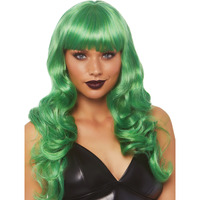 24" Misfit long wavy bang wig. O/S GREEN