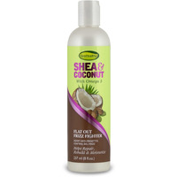 Grohealthy Shea & Coconut Flat Out Fighter Cream for Flyaway & Frizzy Hair - Helps Smooth, Repair, Rebuild, & Moisturize with Omega 3 & Coconut Oil, Sulfate-Free - 8 Ounce, Single
