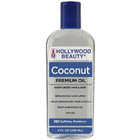 Hollywood Beauty Coconut Hair Oil, 8oz Bottle, Moisturizes Hair & Skin, Replenishes Important Hair Lipids, Body & Massage Oil, Helps Releve Scalp Dryness, Reduces Dandruff