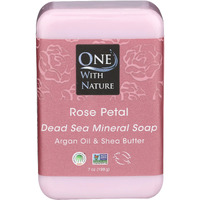One With Nature Dead Sea Mineral Rose Petal Bar Soap, 7 Oz
