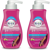 Hair Removal Cream - Veet Legs & Body In Shower Cream Hair Remover, Sensitive Formula with Aloe Vera and Vitamin E, 13.5 fl oz Pump Bottle (Pack of 2)