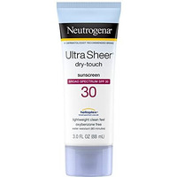 Neutrogena Ultra Sheer Dry-Touch Sunscreen Lotion, Broad Spectrum SPF 30 UVA/UVB Protection, Oxybenzone-Free, Light, Water Resistant, Non-Comedogenic ; Non-Greasy, Travel Size, 3 fl. oz