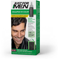 Just For Men Shampoo-In Color (Formerly Original Formula), Mens Hair Color with Keratin and Vitamin E for Stronger Hair - Deep Dark Brown, H-46, Pack of 1