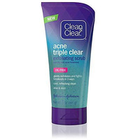 Clean & Clear Acne Triple Clear Exfoliating Facial Scrub with 2% Salicylic Acid Acne Medicine, Aloe & Mint for Acne-Prone Skin, Soothing Oil-Free & Non-Comedogenic Acne Face Scrub, 5 oz (Pack of 3)