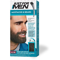 Just For Men Mustache & Beard, Beard Dye for Men with Brush Included for Easy Application, With Biotin Aloe and Coconut Oil for Healthy Facial Hair - Deep Dark Brown, M-46, Pack of 1