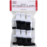 Donna Collection Butterfly Clamps, Small, Black & White, 12 Count