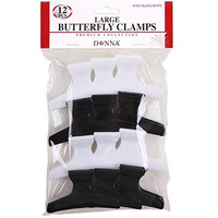 Donna Collection Butterfly Clamps, Large, Black & White, 12 Count